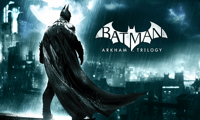 Batman v daždi na plagáte k hrám Batman Arkham Trilogy