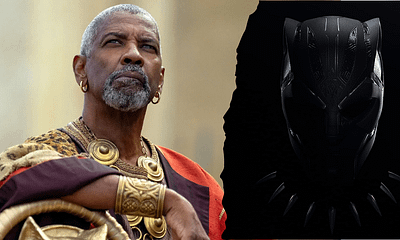 Denzel Washington vedľa masky Black Panthera.